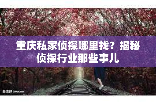 重庆私家侦探哪里找？揭秘侦探行业那些事儿