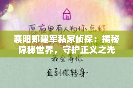 襄阳郑建军私家侦探：揭秘隐秘世界，守护正义之光